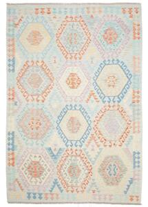 Tappeto Kilim Geometrico Azzurro Beige 205x295 Cm