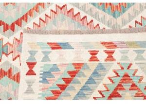 Tappeto Kilim Geometrico Avorio Rosso Mattone 204x303 Cm