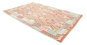 Tappeto Kilim Geometrico Arancione Azzurro 204x296 Cm