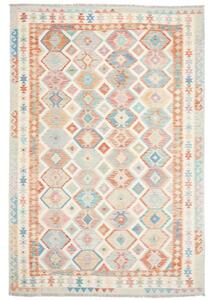 Tappeto Kilim Geometrico Beige Azzurro 199x298 Cm