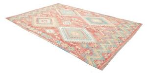 Tappeto Kilim Geometrico Terracotta Azzurro 204x299 Cm