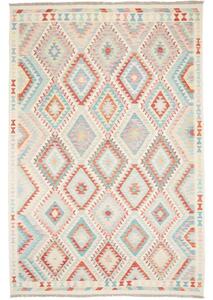 Tappeto Kilim Geometrico Avorio Rosso Mattone 204x303 Cm