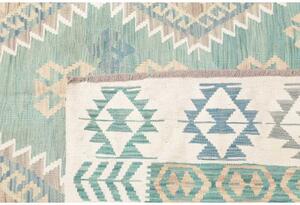 Tappeto Kilim Geometrico Verde Acqua Beige 194x294 Cm