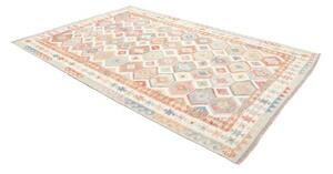 Tappeto Kilim Geometrico Beige Azzurro 199x298 Cm
