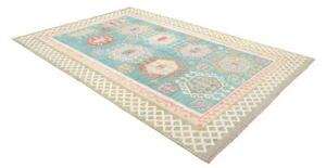 Tappeto Kilim Geometrico Turchese Beige 203x297 Cm