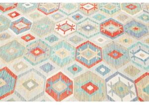 Tappeto Kilim Geometrico Avorio Multicolore 198x297 Cm
