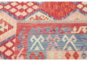 Tappeto Kilim Geometrico Rosso Azzurro 207x306 Cm