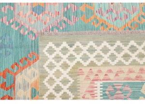Tappeto Kilim Geometrico Turchese Beige 203x297 Cm