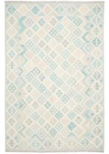 Tappeto Kilim Geometrico Azzurro Avorio 204x302 Cm