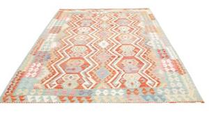 Tappeto Kilim Geometrico Arancione Azzurro 204x296 Cm