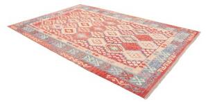 Tappeto Kilim Geometrico Rosso Azzurro 207x306 Cm