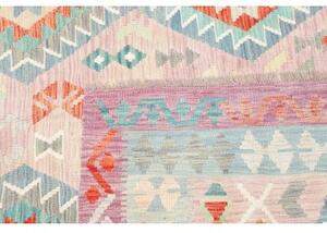 Tappeto Kilim Geometrico Rosa Chiaro Azzurro 204x287 Cm