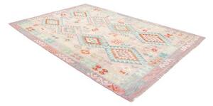 Tappeto Kilim Geometrico Rosa Chiaro Azzurro 204x287 Cm