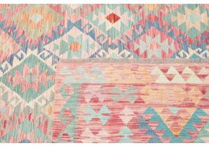 Tappeto Kilim Geometrico Rosso Antico Azzurro 200x294 Cm