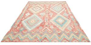 Tappeto Kilim Geometrico Terracotta Azzurro 204x299 Cm