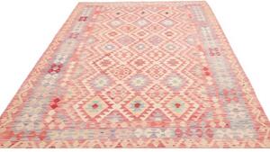 Tappeto Kilim Geometrico Rosa Azzurro 199x299 Cm