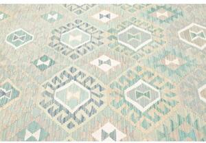 Tappeto Kilim Stilizzato Azzurro Beige 201x298 Cm