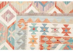 Tappeto Kilim Geometrico Beige Azzurro 199x298 Cm