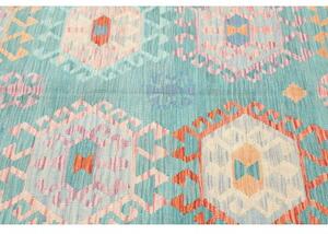 Tappeto Kilim Geometrico Turchese Beige 203x297 Cm