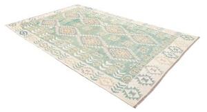 Tappeto Kilim Geometrico Verde Acqua Beige 194x294 Cm