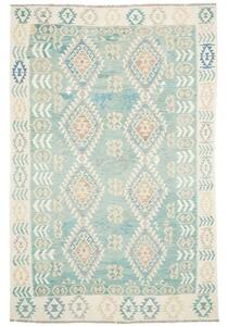 Tappeto Kilim Geometrico Verde Acqua Beige 194x294 Cm