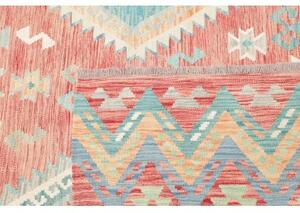 Tappeto Kilim Geometrico Terracotta Azzurro 204x299 Cm