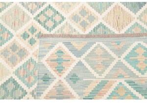 Tappeto Kilim Geometrico Azzurro Avorio 204x302 Cm