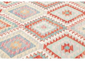 Tappeto Kilim Geometrico Avorio Rosso Mattone 204x303 Cm