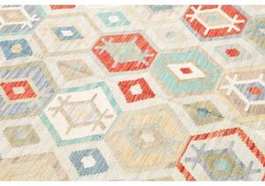 Tappeto Kilim Geometrico Avorio Multicolore 201x297 Cm