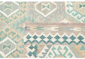 Tappeto Kilim Stilizzato Azzurro Beige 201x298 Cm