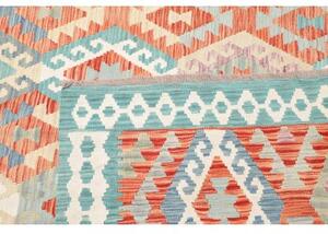 Tappeto Kilim Geometrico Arancione Azzurro 203x302 Cm