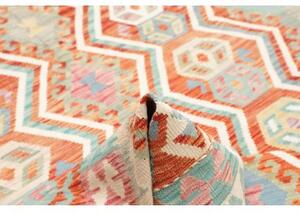 Tappeto Kilim Geometrico Arancione Azzurro 204x296 Cm