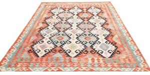 Tappeto Kilim Geometrico Arancione Avorio 203x292 Cm