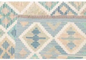Tappeto Kilim Geometrico Celeste Avorio 200x297 Cm