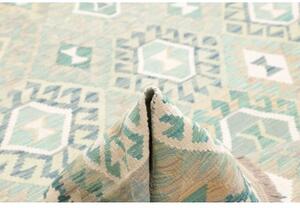 Tappeto Kilim Stilizzato Azzurro Beige 201x298 Cm