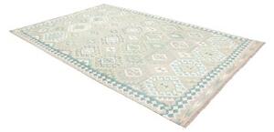 Tappeto Kilim Stilizzato Azzurro Beige 201x298 Cm