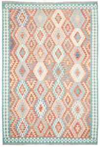 Tappeto Kilim Geometrico Arancione Azzurro 203x302 Cm