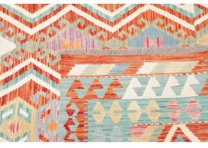 Tappeto Kilim Geometrico Arancione Azzurro 204x296 Cm
