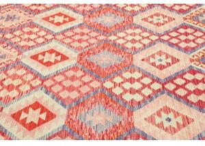 Tappeto Kilim Geometrico Rosso Azzurro 207x306 Cm