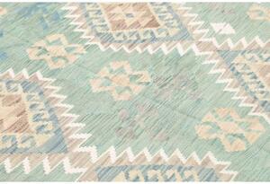 Tappeto Kilim Geometrico Verde Acqua Beige 194x294 Cm