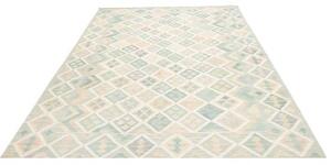 Tappeto Kilim Geometrico Azzurro Avorio 204x302 Cm