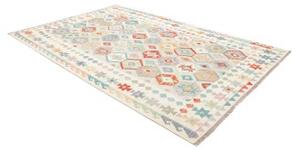 Tappeto Kilim Geometrico Avorio Azzurro 200x298 Cm
