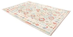 Tappeto Kilim Geometrico Avorio Multicolore 201x297 Cm