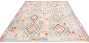 Tappeto Kilim Geometrico Rosa Chiaro Azzurro 204x287 Cm