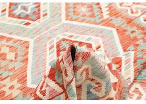 Tappeto Kilim Geometrico Terracotta Azzurro 180x240 Cm