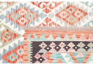 Tappeto Kilim Geometrico Rosso Mattone Azzurro 173x262 Cm