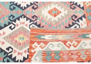 Tappeto Kilim Geometrico Arancione Turchese 180x256 Cm