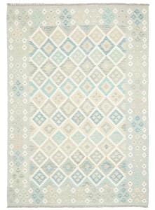 Tappeto Kilim Geometrico Verde Chiaro Azzurro 173x242 Cm