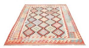 Tappeto Kilim Geometrico Azzurro Terracotta 143x201 Cm