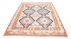 Tappeto Kilim Geometrico Arancione Turchese 180x256 Cm